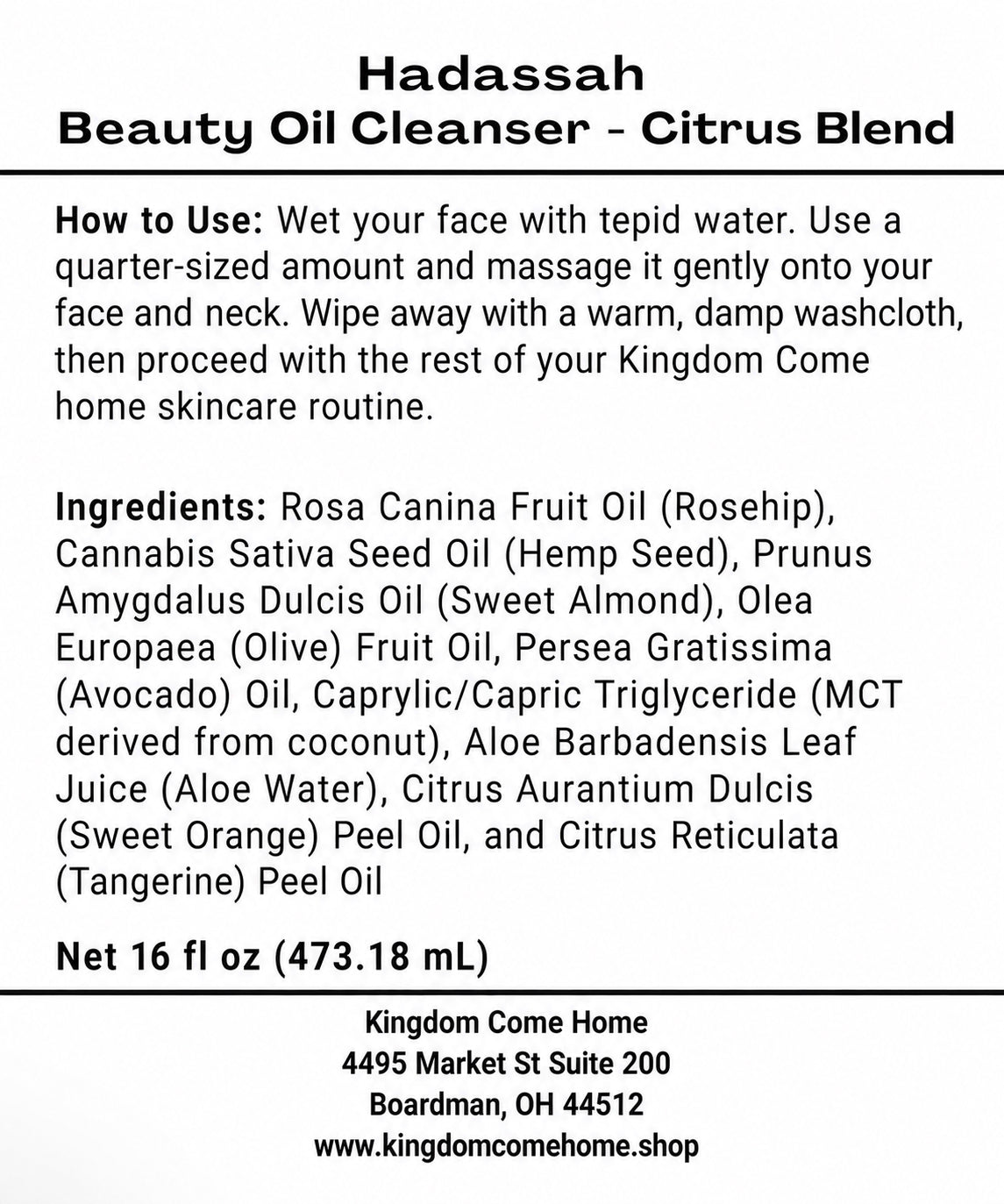 Hadassah - Beauty Oil Cleanser