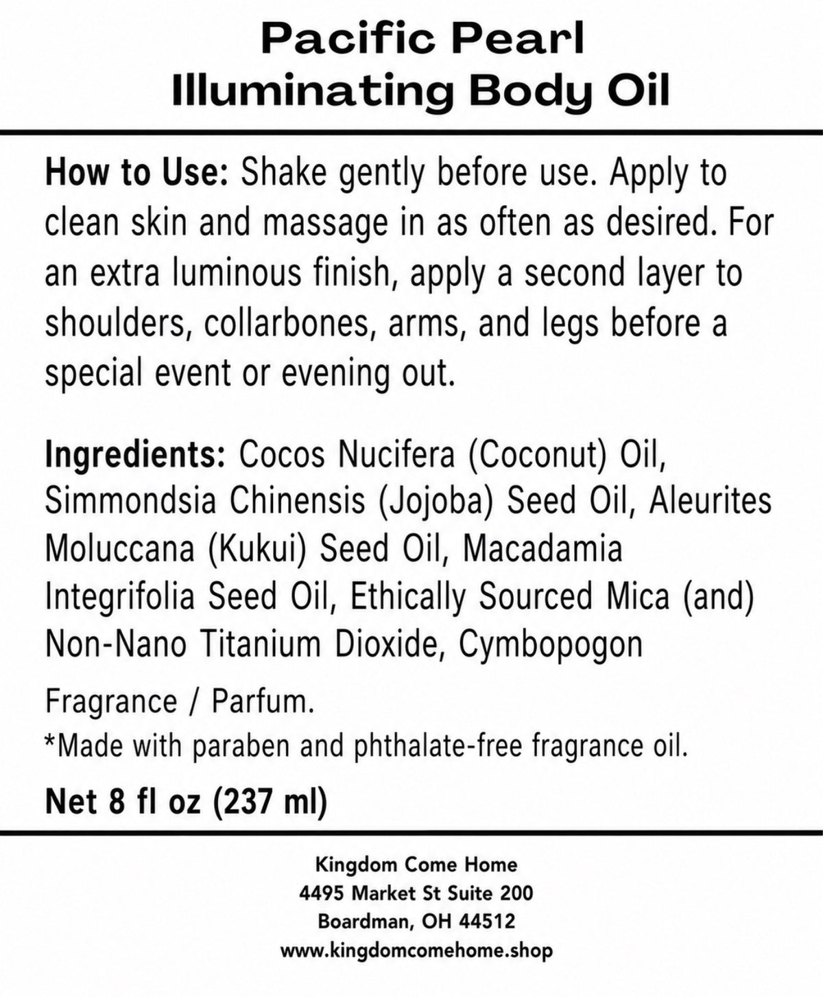Pacific Pearl Illuminating Body Oil