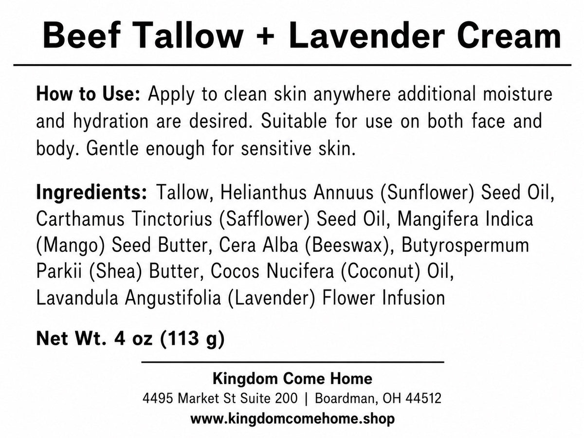 Beef Tallow + Lavender Cream