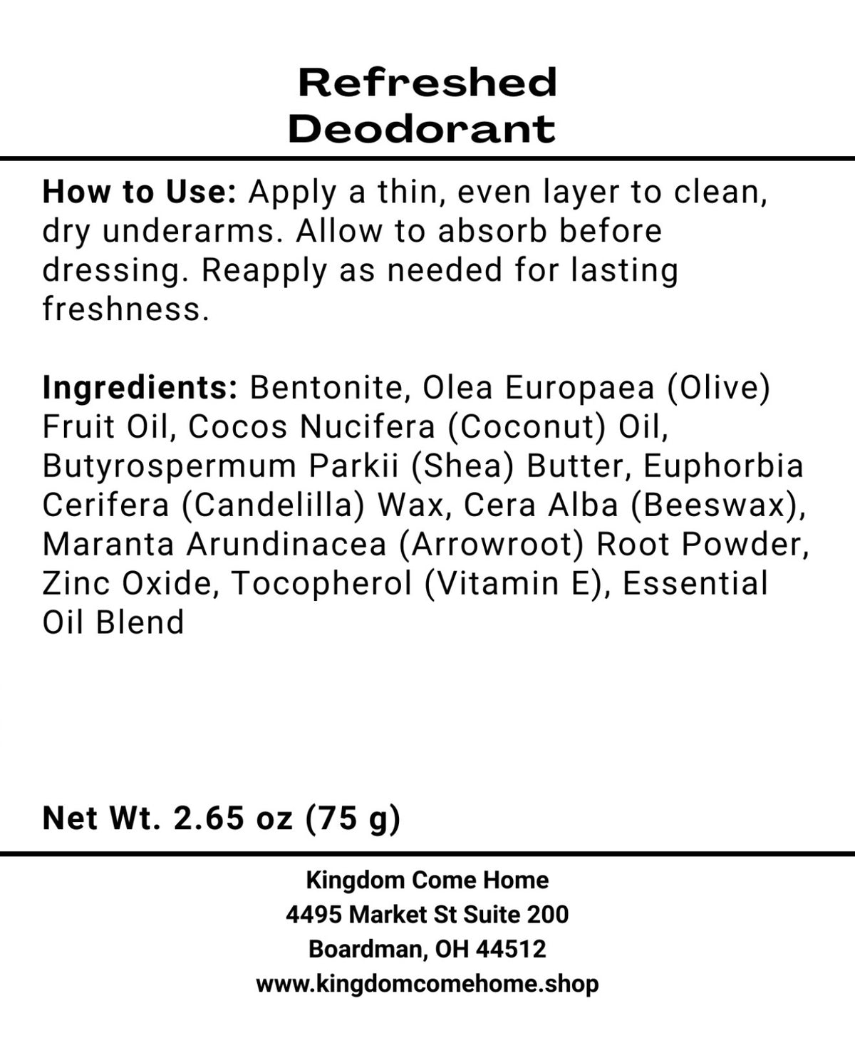 Refreshed Deodorant