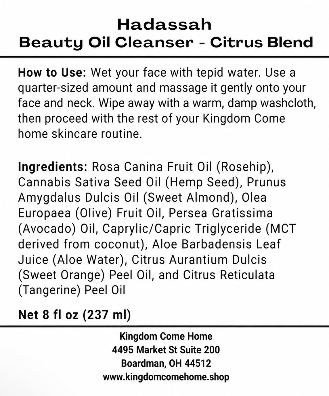 Hadassah - Beauty Oil Cleanser