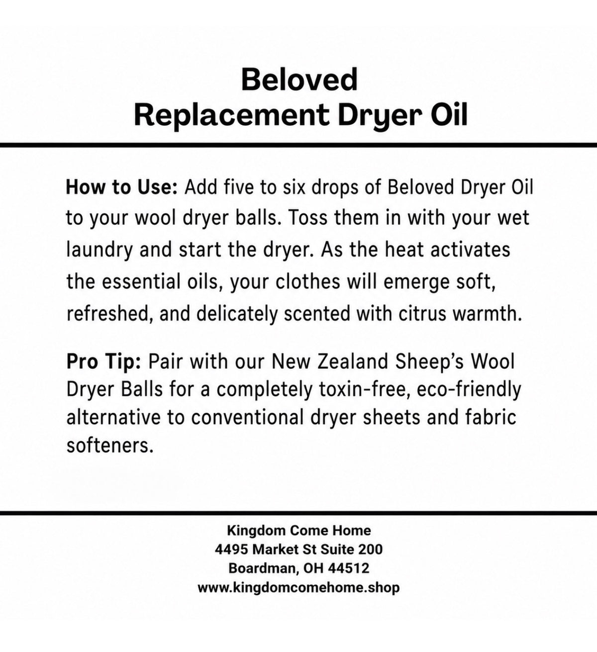 Beloved Dryer Oil & Sheep’s Wool Dryer Balls