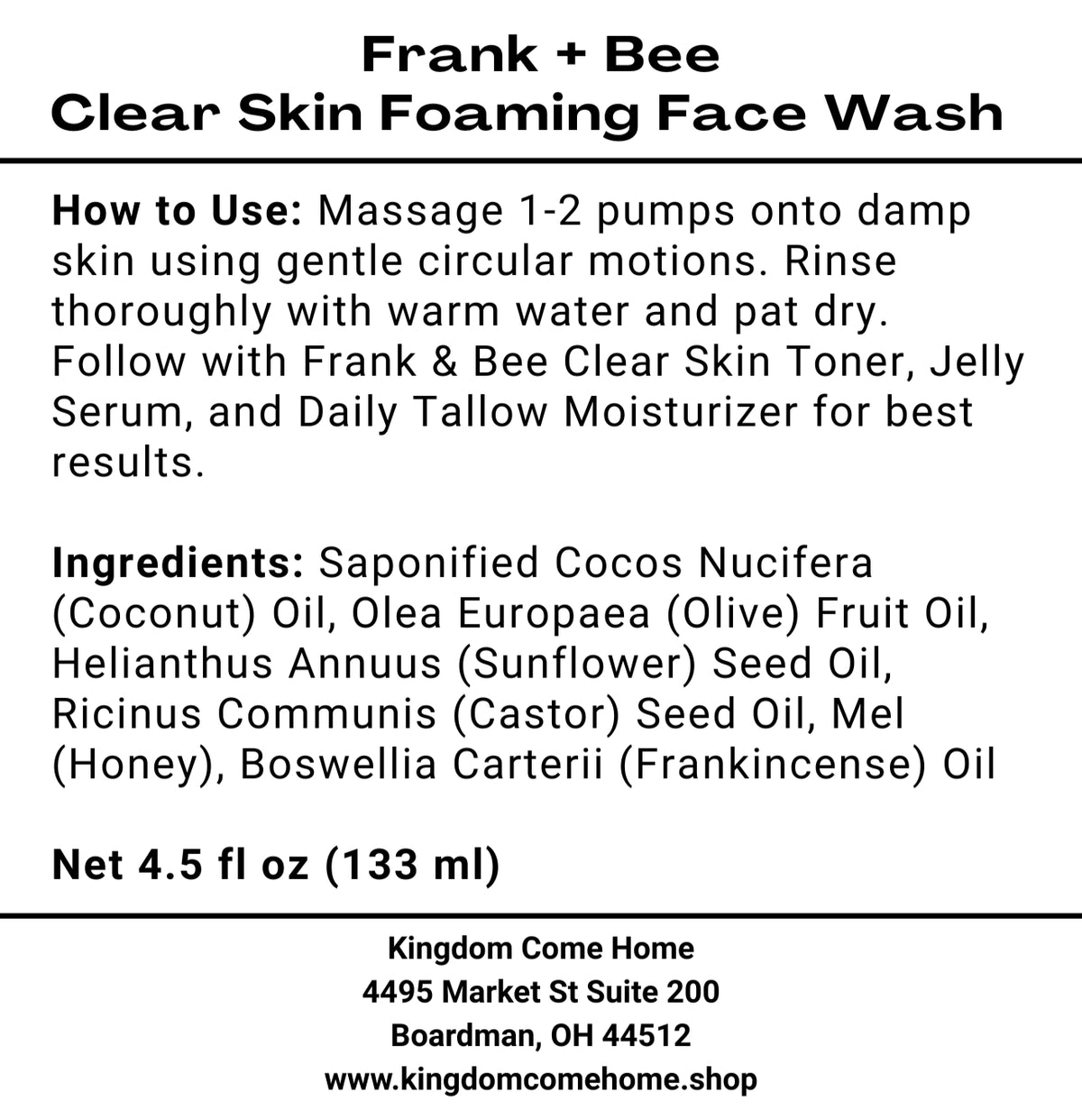 Frank + Bee Clear Foaming Face Wash