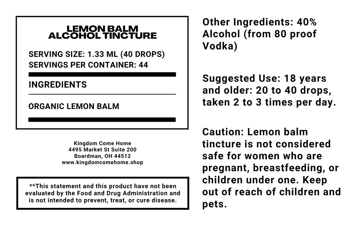 Lemon Balm - Alcohol Tincture
