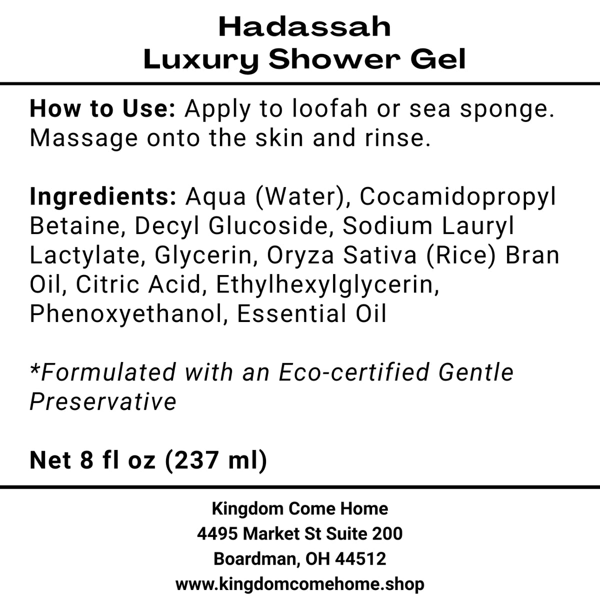 Hadassah Luxury Shower Gel