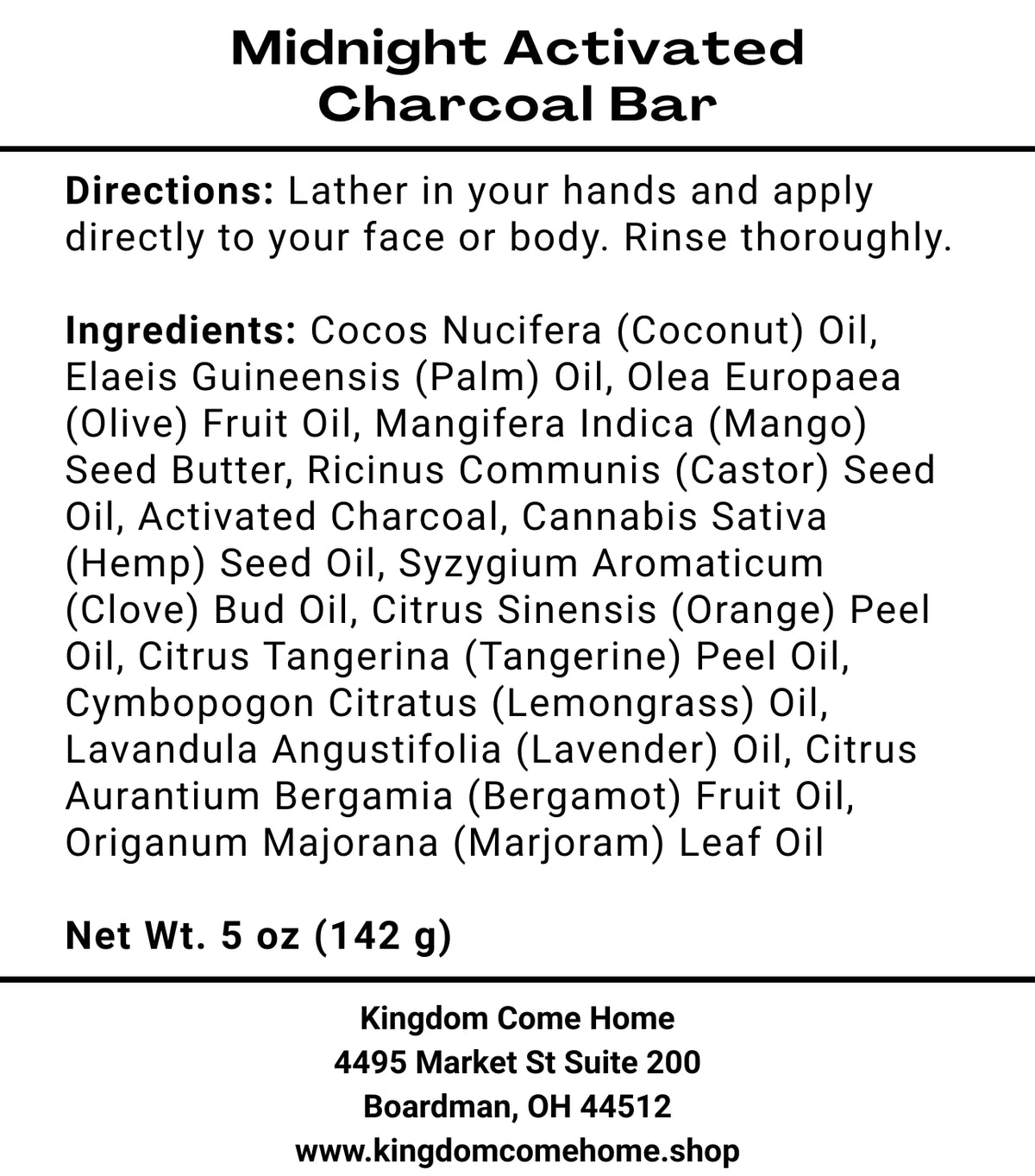 Midnight Activated Charcoal Bar