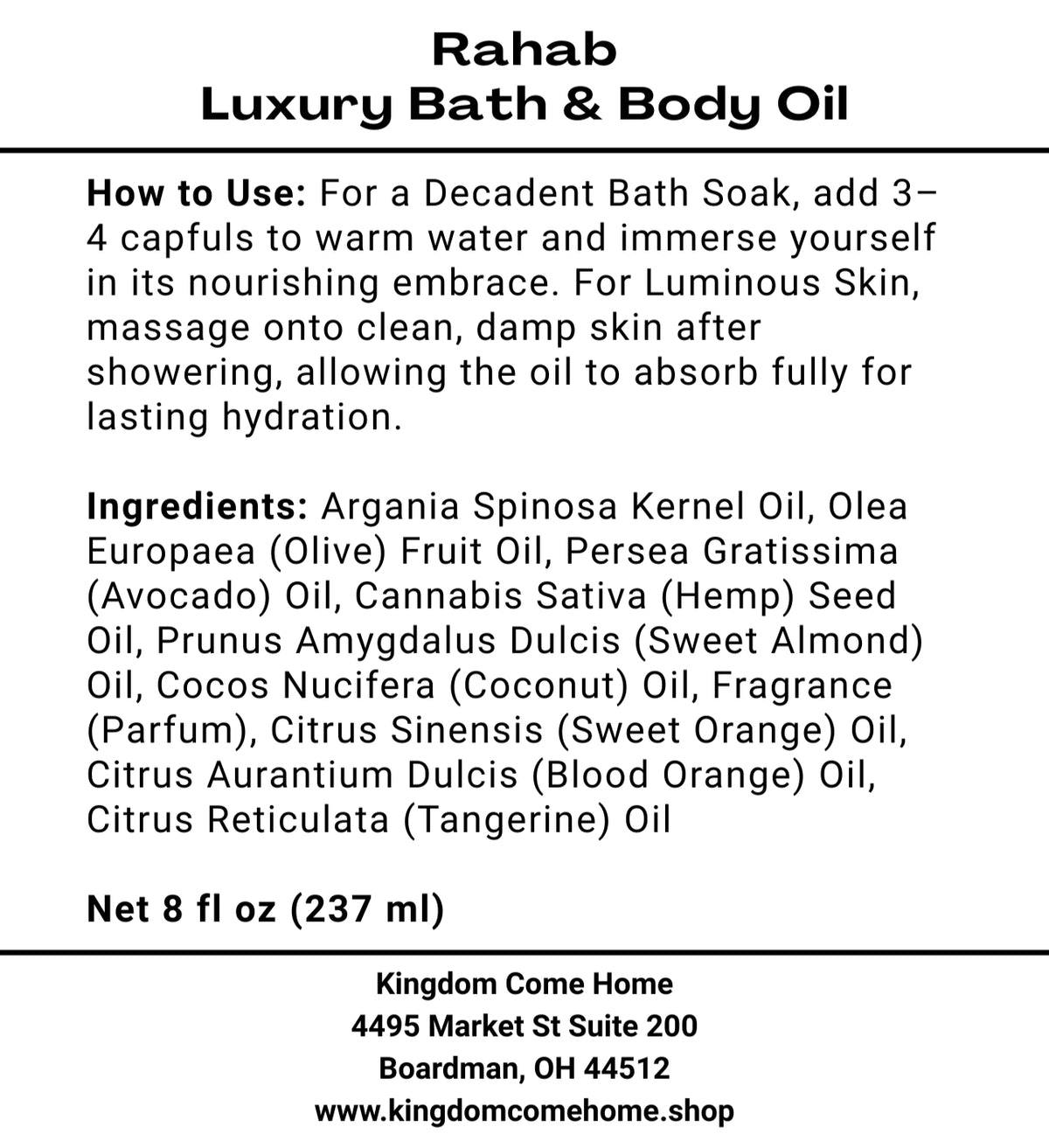 Rahab Luxury Bath & Body Oil