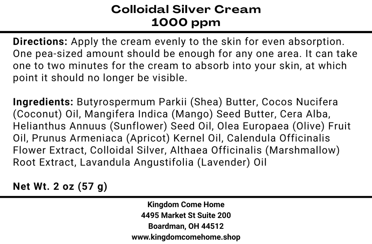 Colloidal Silver Cream - 1000 ppm
