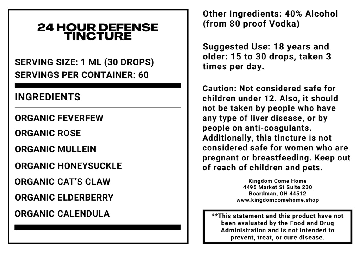 24 Hour Defense Tincture - Cold + Flu