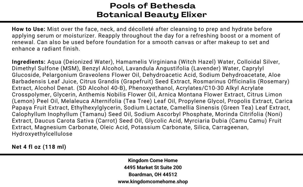 Pools of Bethesda - Botanical Beauty Elixer