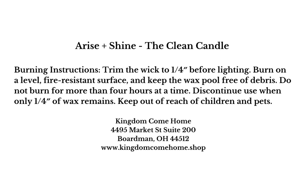 Arise + Shine - The Clean Candle