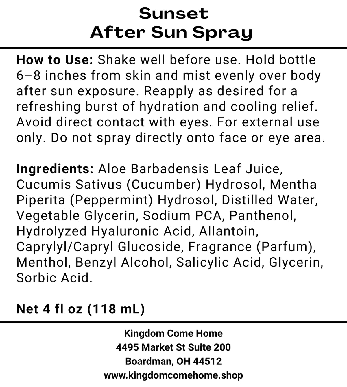 Sunset After Sun Spray