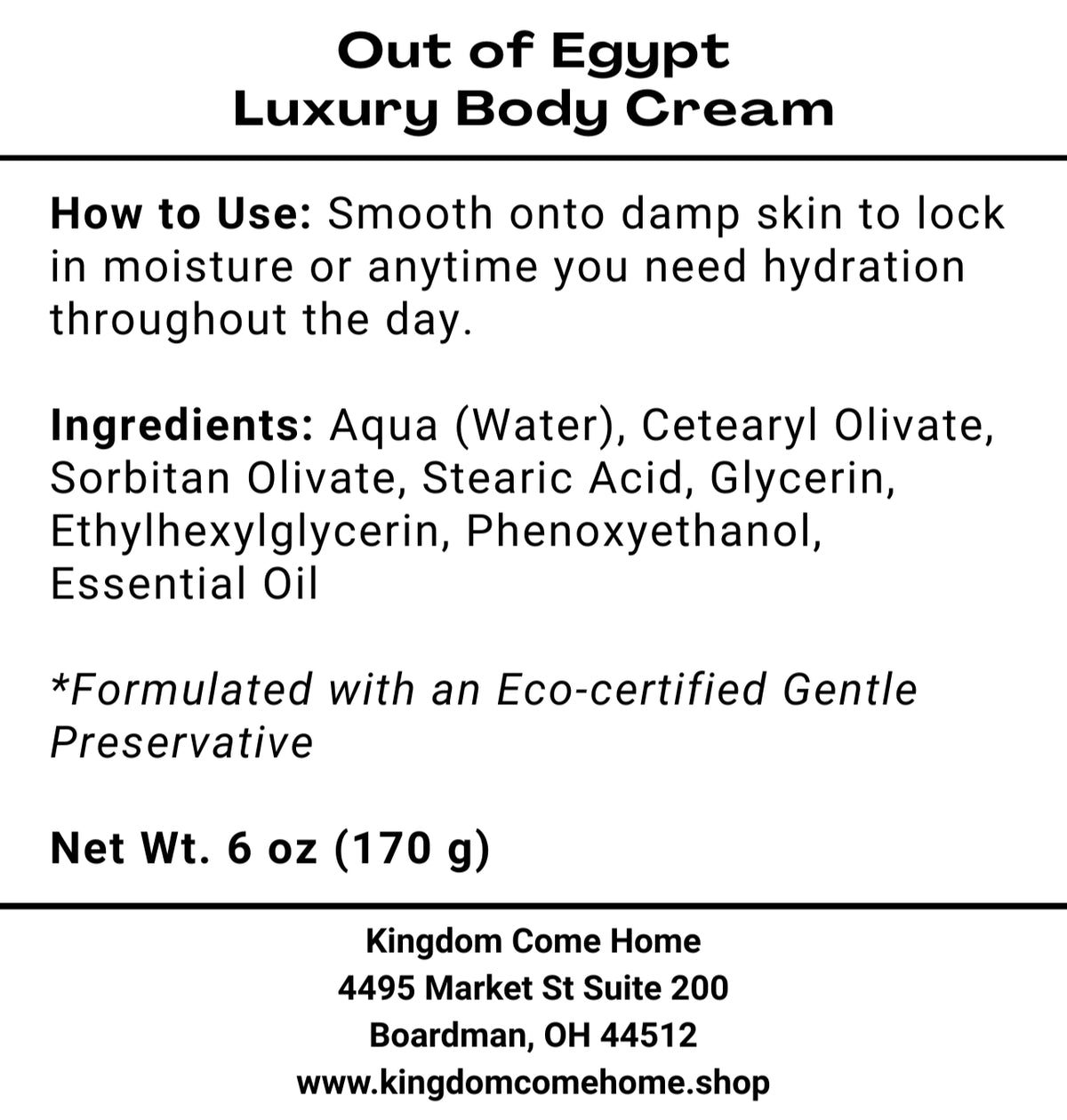 Out of Egypt - Luxury Body Cream