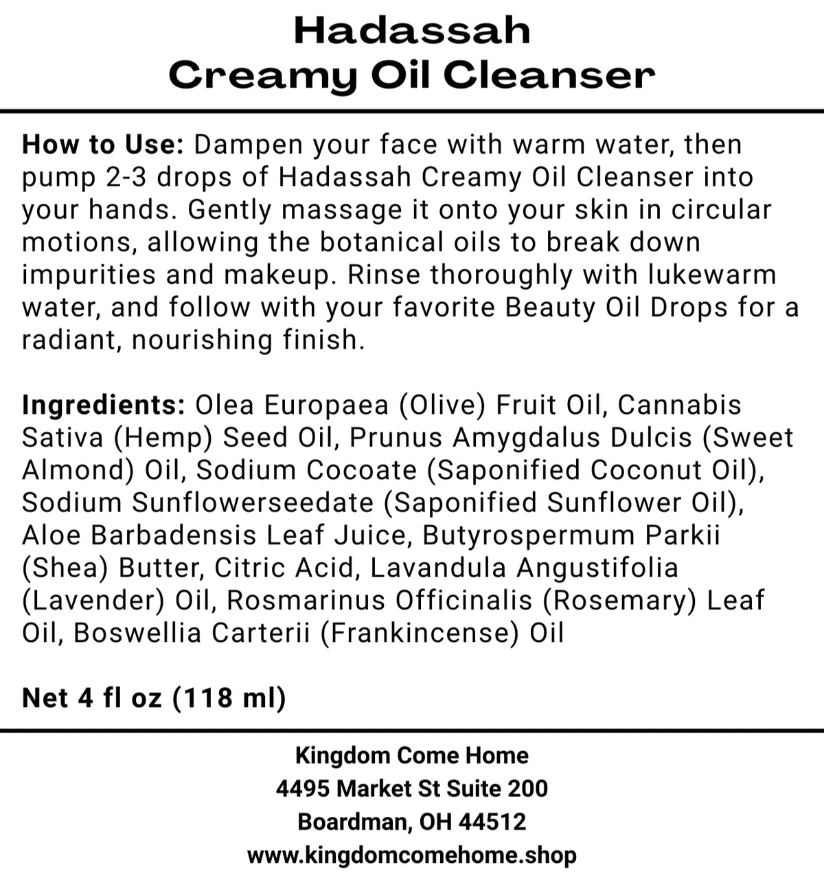 Hadassah Creamy Oil Cleanser