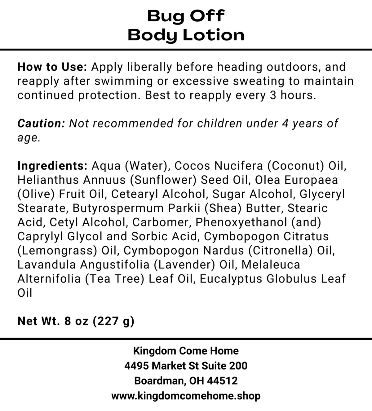Bug Off Body Lotion