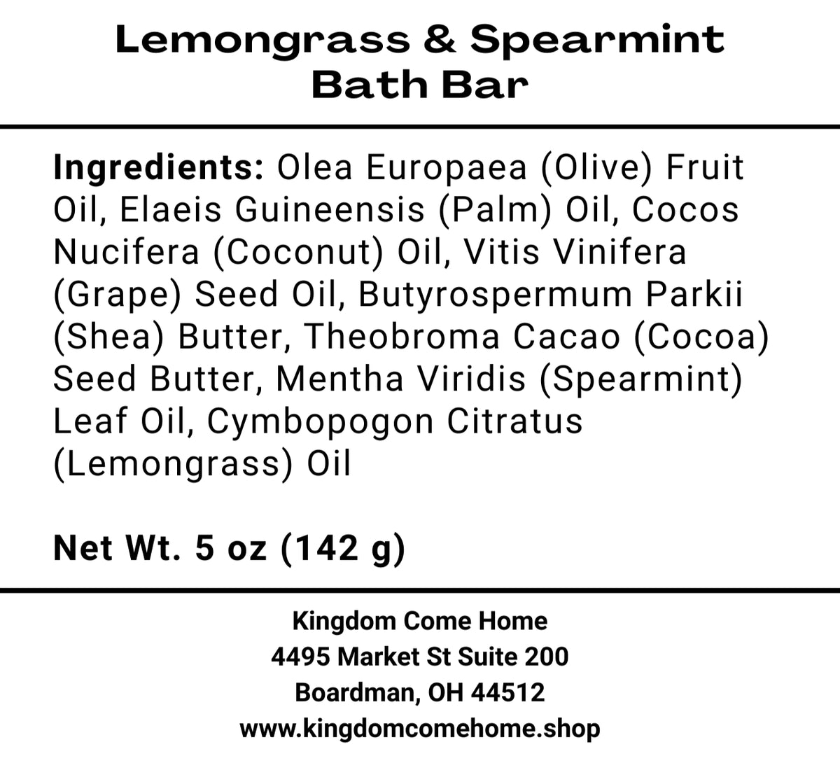 Lemongrass & Spearmint Bath Bar
