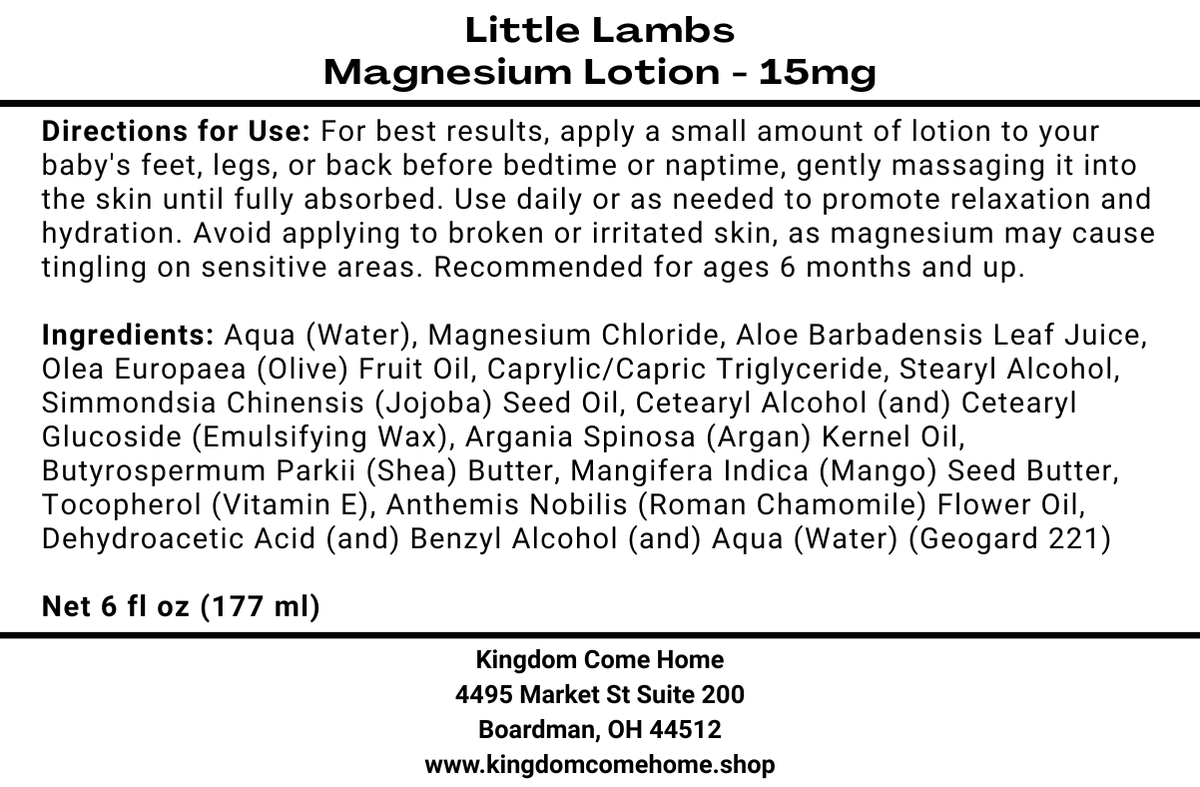 Little Lambs Magnesium Lotion - 15mg