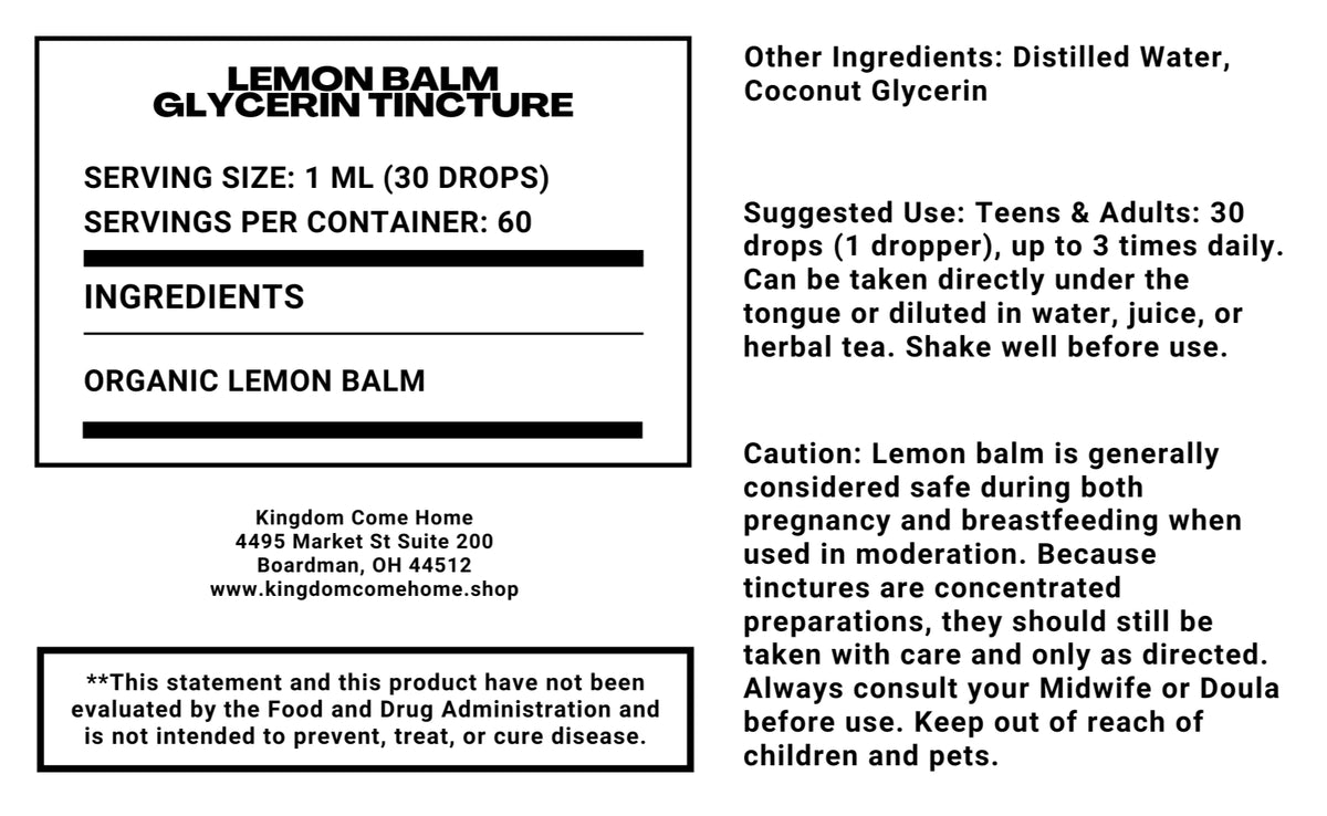 Lemon Balm - Glycerin Tincture
