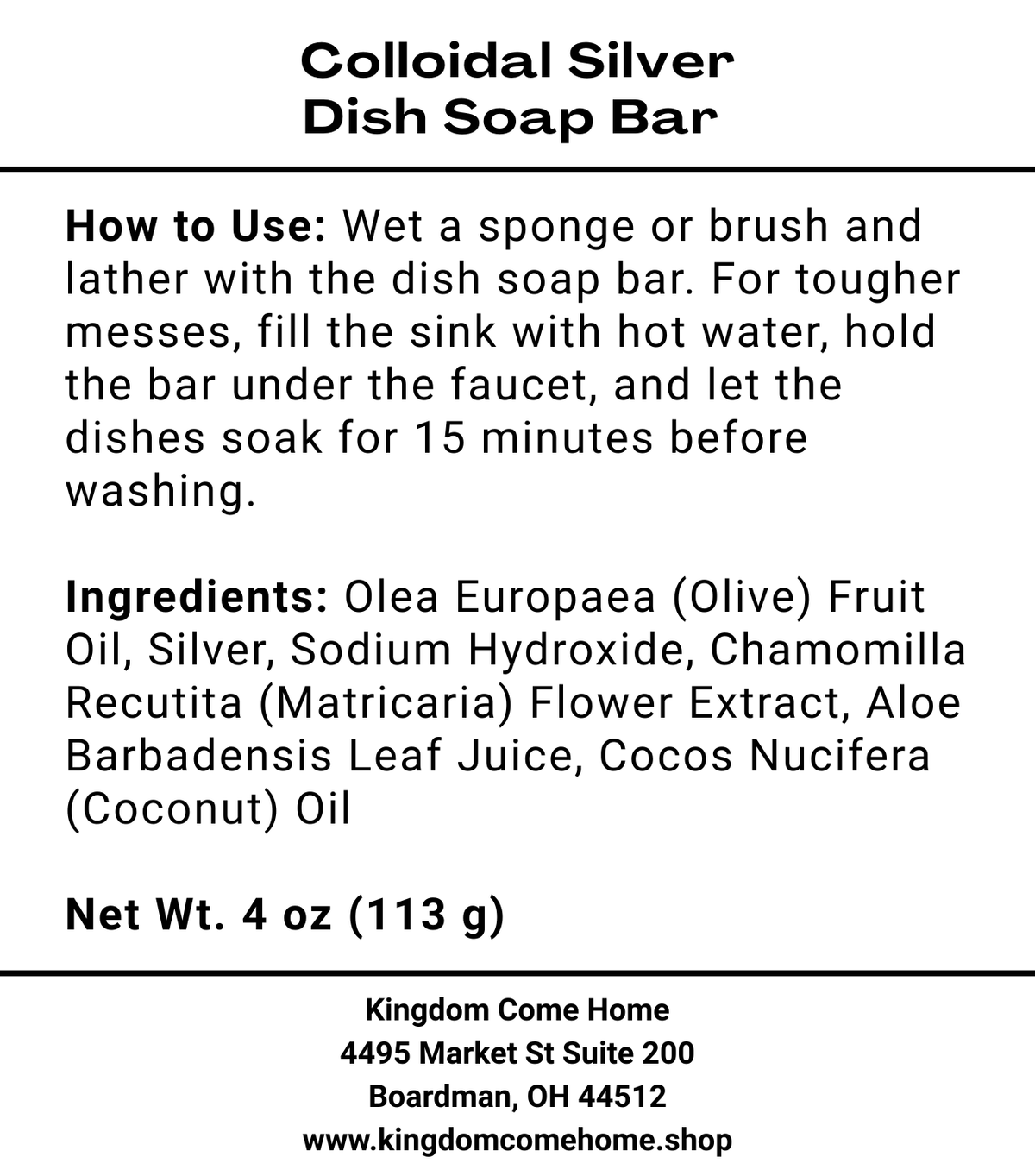 Colloidal Silver Dish Soap Bar
