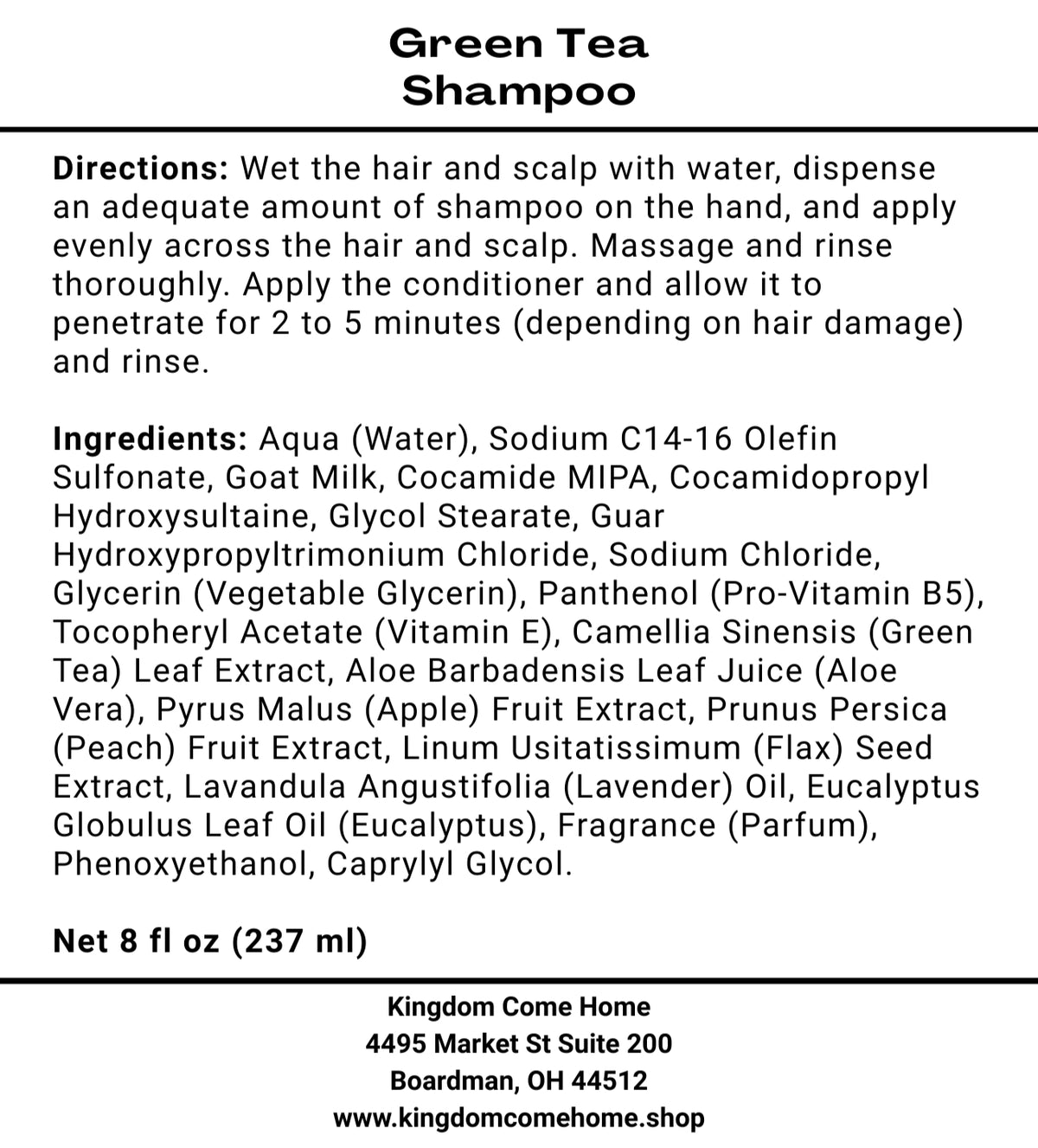 Green Tea Shampoo & Conditioner