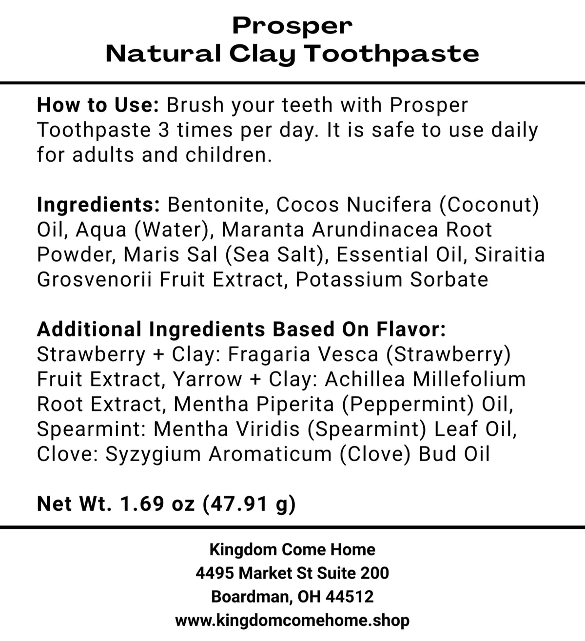 Prosper - Natural Clay Toothpaste