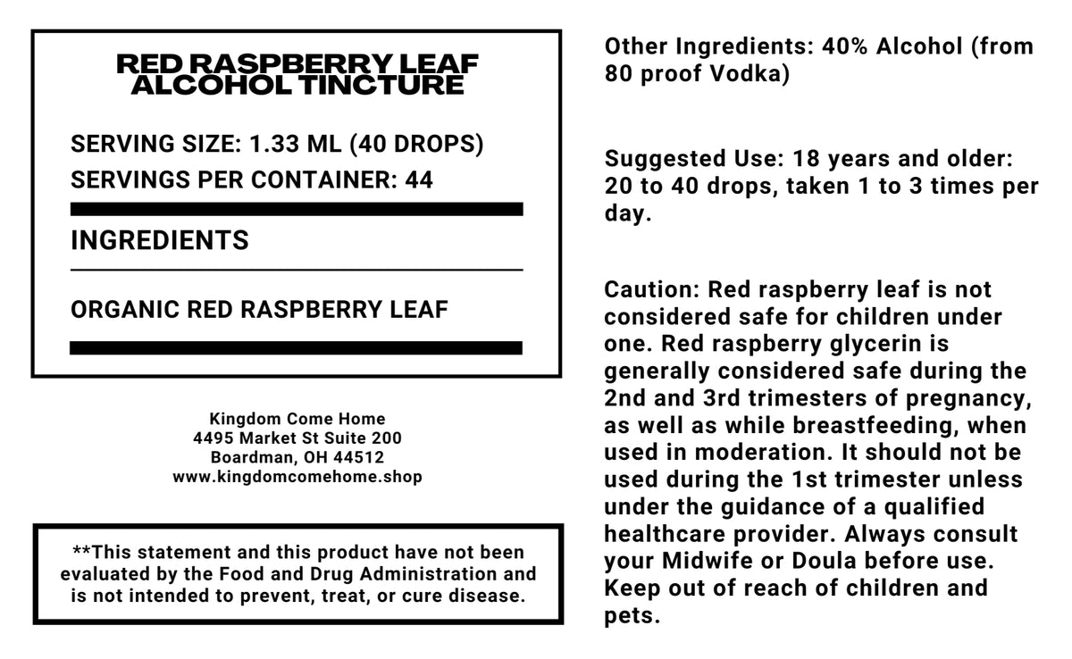 Red Raspberry Leaf - Alcohol Tincture