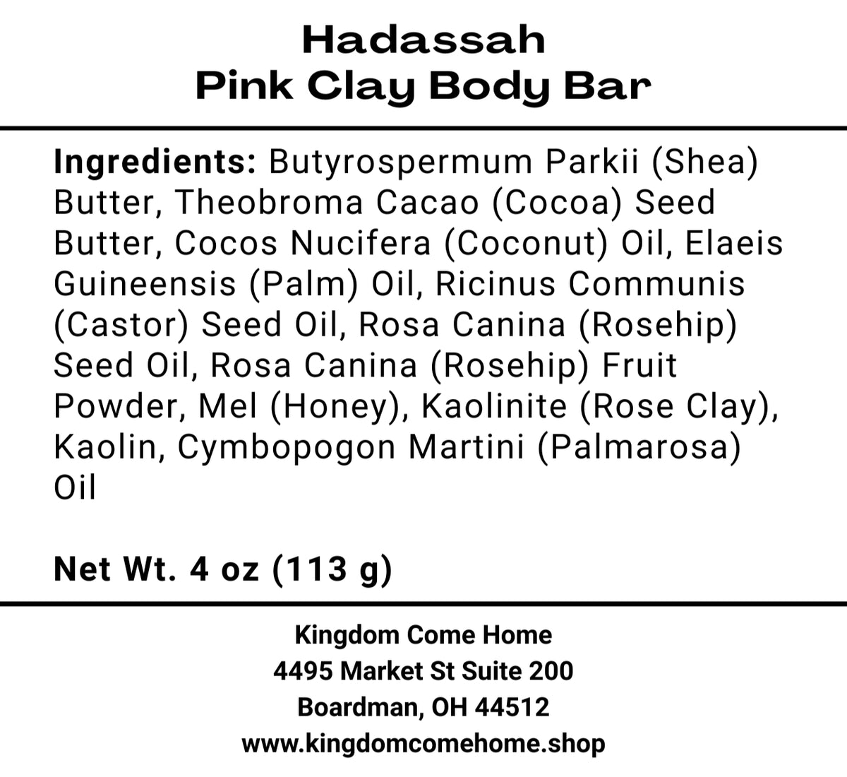 Hadassah Pink Clay Body Bar