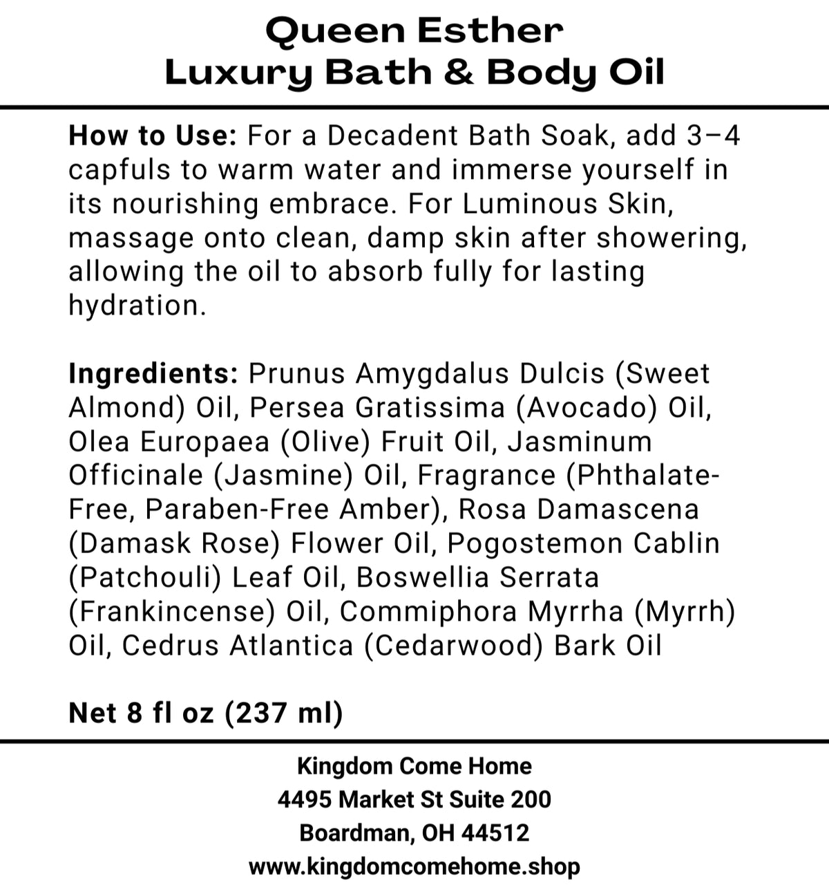 Queen Esther - Luxury Bath & Body Oil