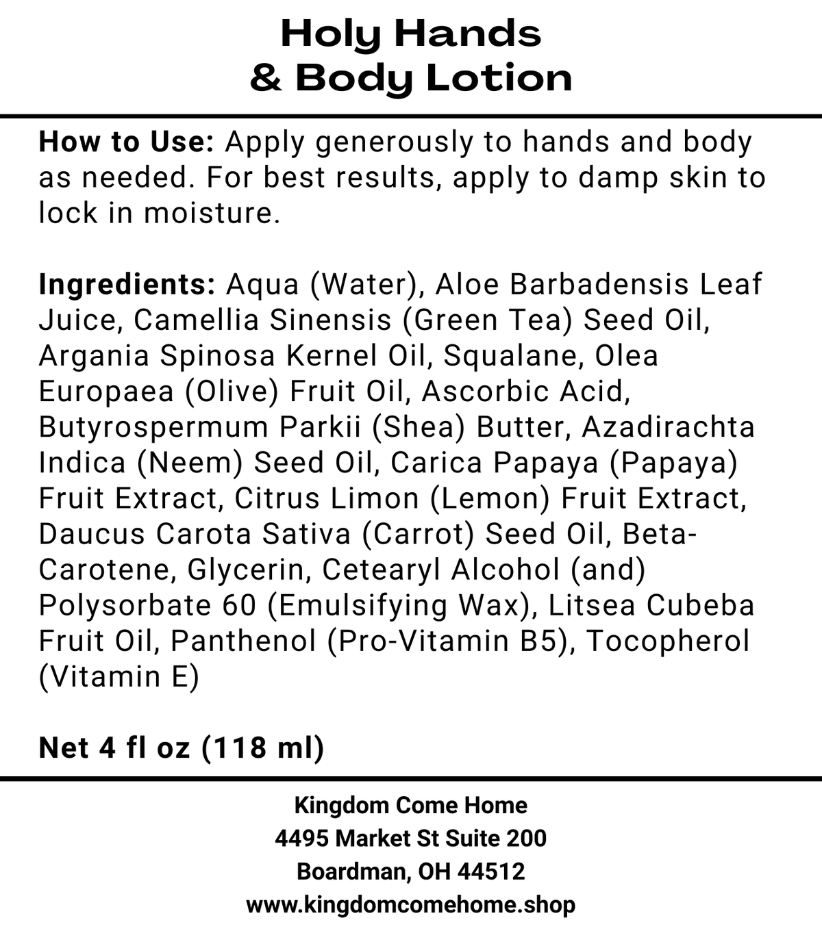 Holy Hands & Body Lotion