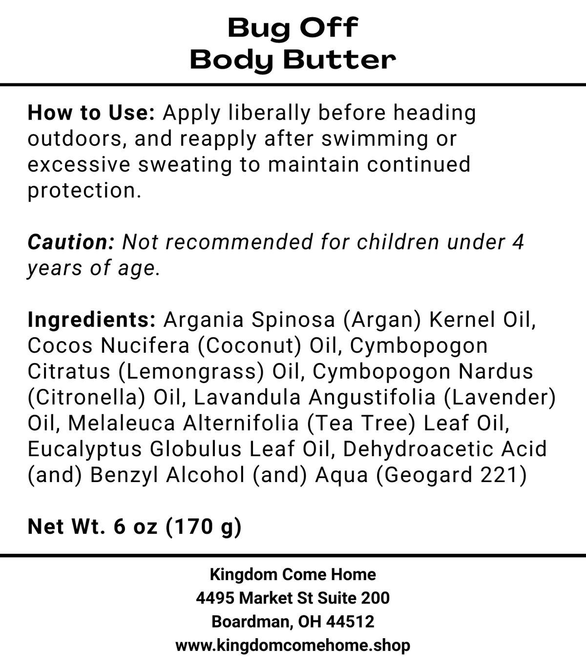 Bug Off - Body Butter