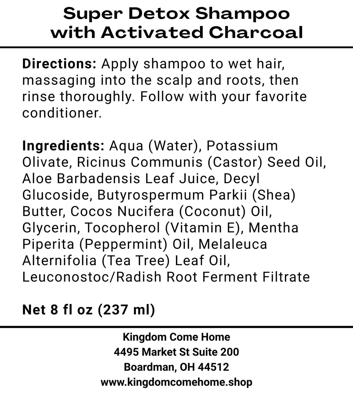 Super Detox Shampoo - with Activated Charcoal