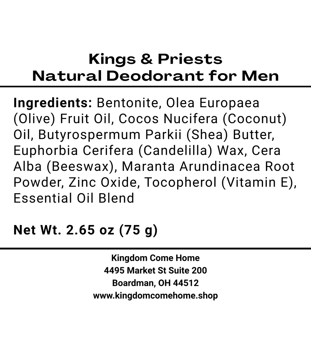 Kings & Priests - Natural Deodorant for Men
