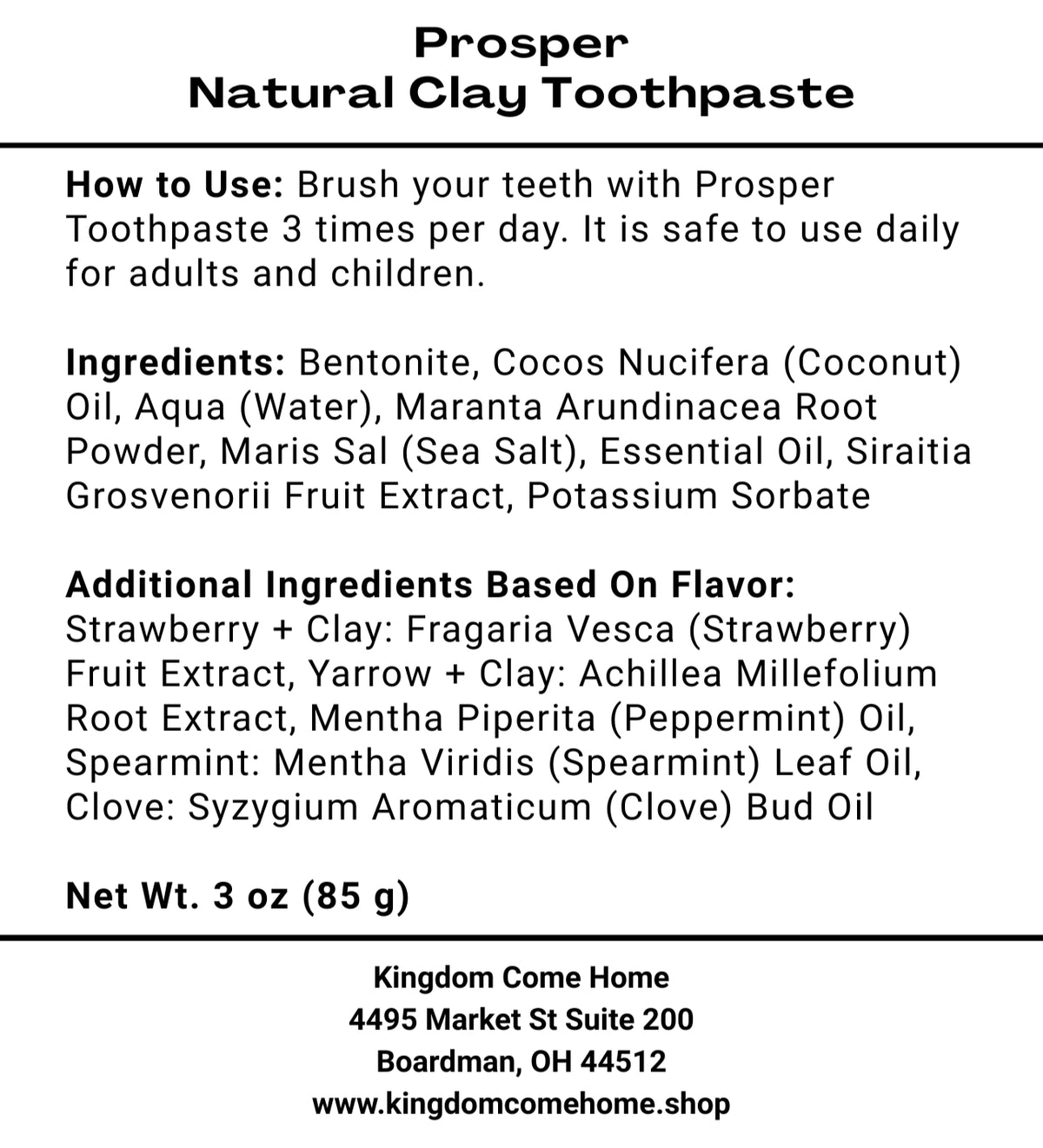 Prosper - Natural Clay Toothpaste
