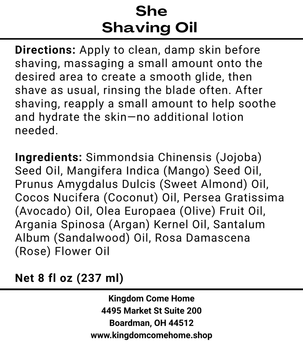 She Shaving Oil